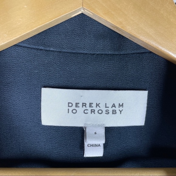 Derek Lam 10 Crosby Double Breasted Stretch Cotton Twill Jacket in Navy 6 - Picture 5 of 12